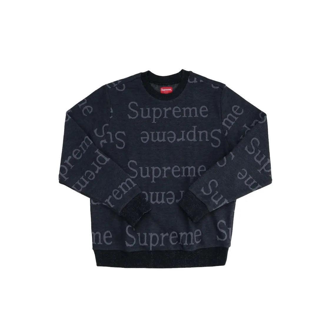 Sweater Jacquard Logo Crewneck coloris noir et bleu sombre (M) - REIMÉ