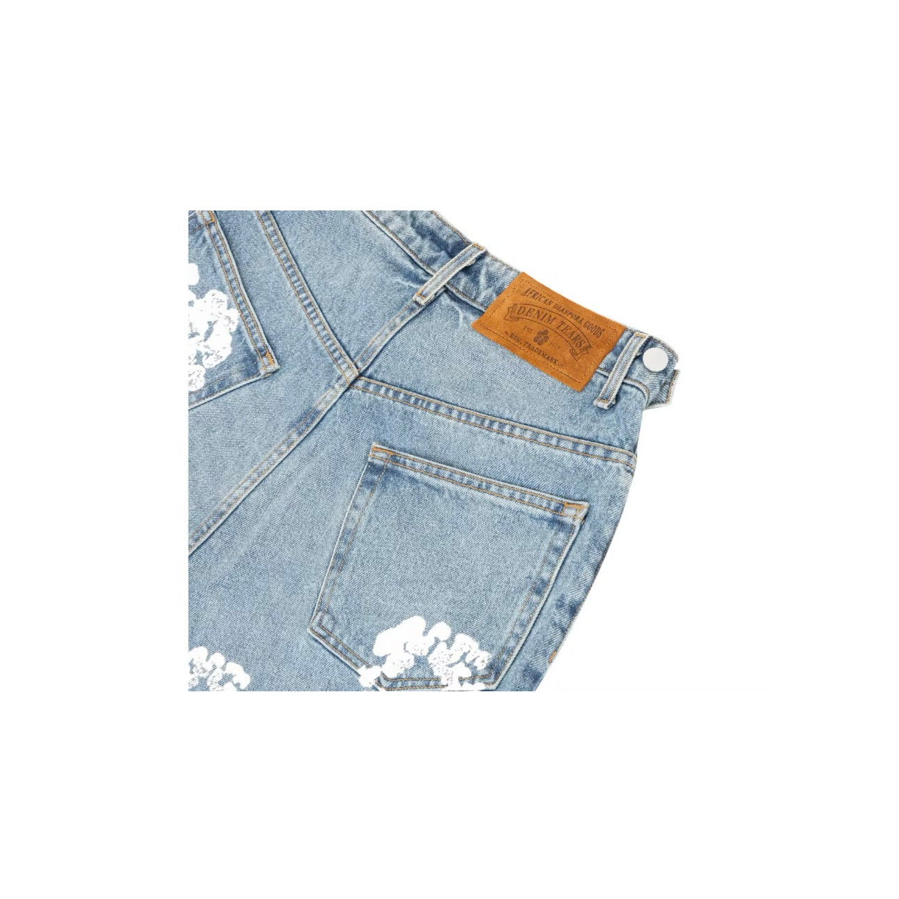 Short en Denim Cotton Wreath Effet Jean délavé