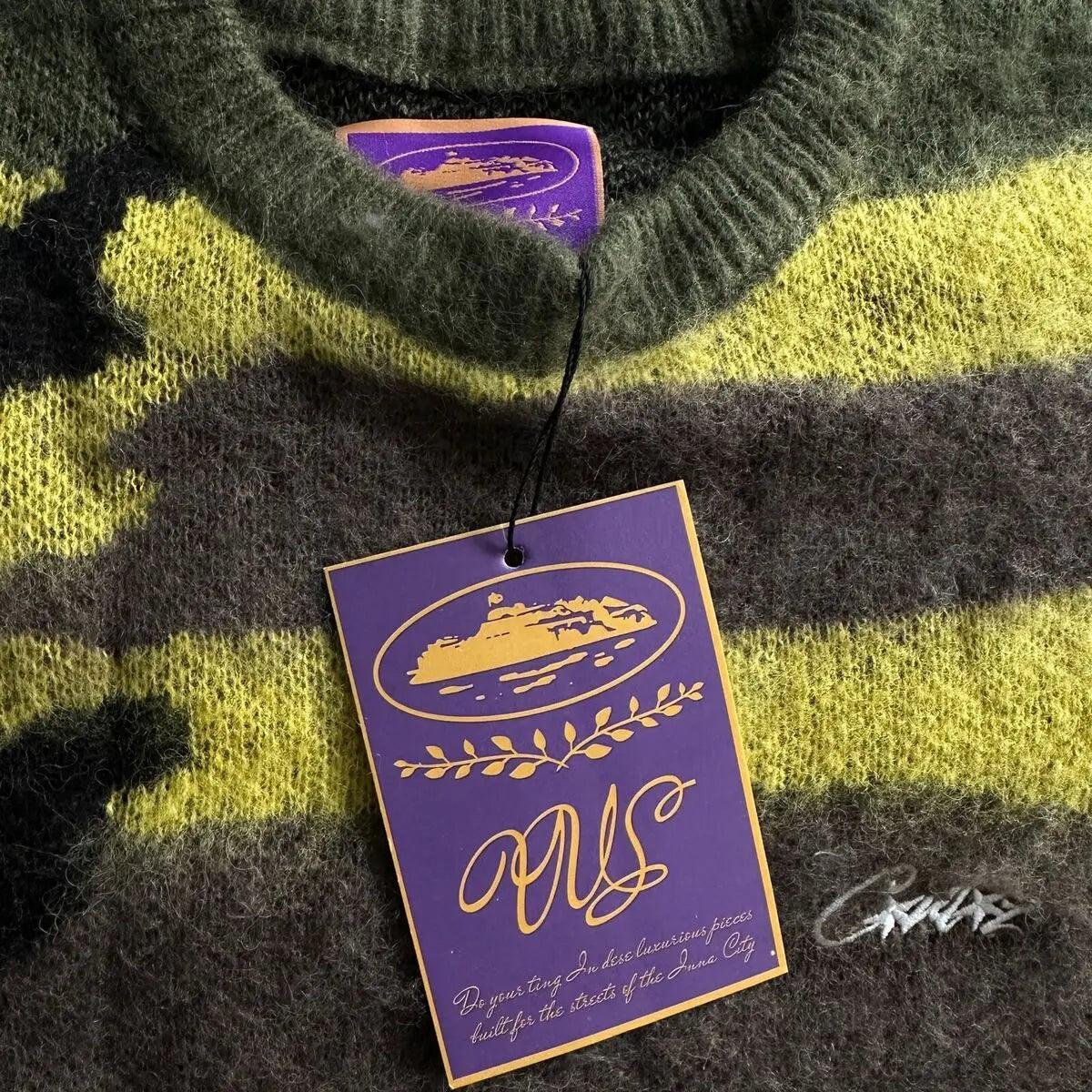 Pull tricoté mohair camouflage jaune (S/M/L) - REIMÉ