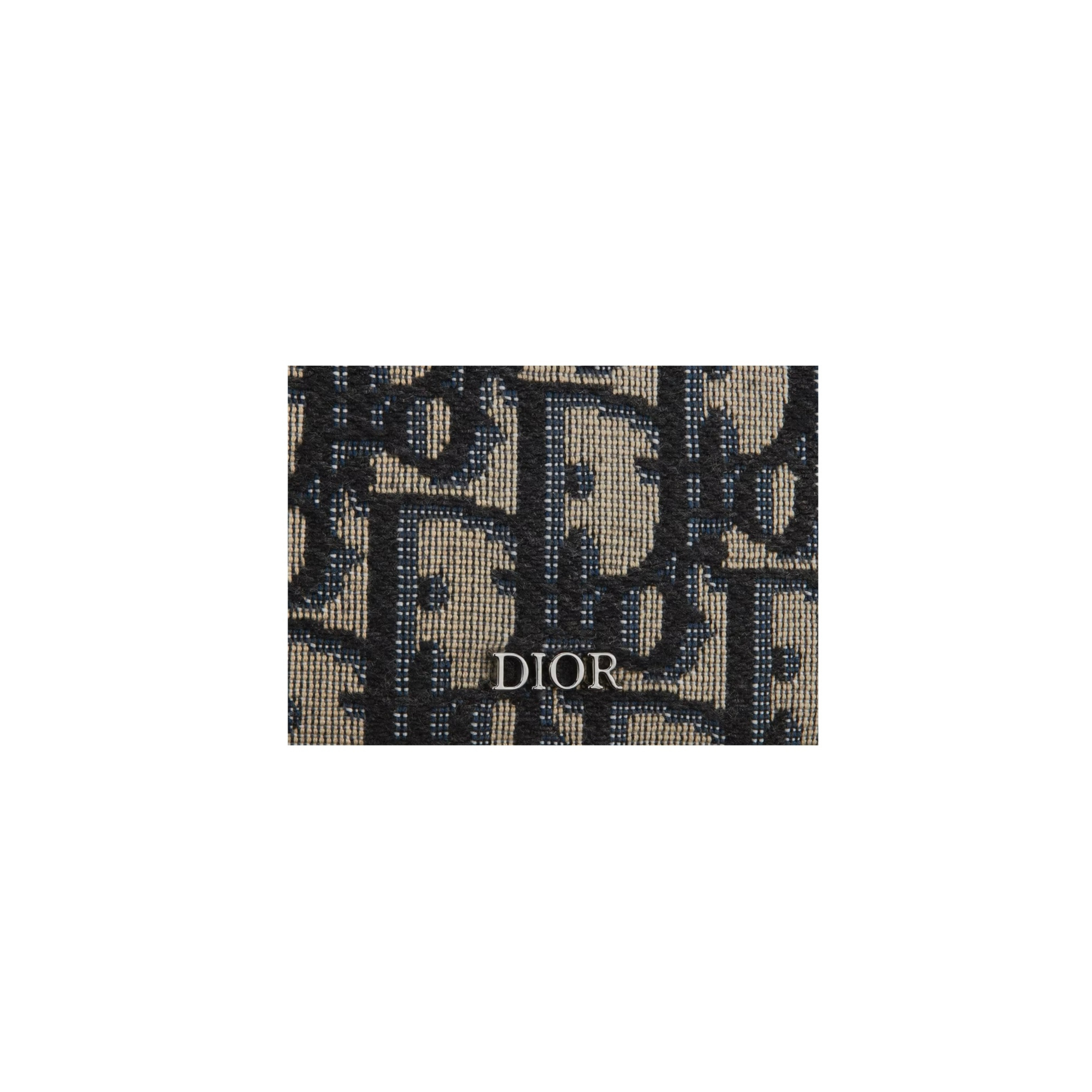 Porte-Cartes Oblique Jacquard à Monogramme Beige & Noir