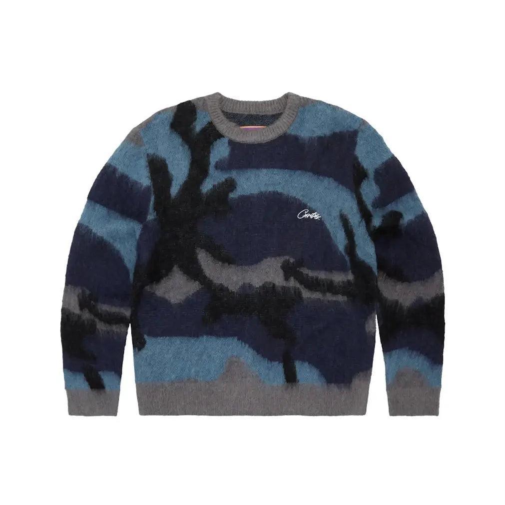 Pull Crtz Mohair camouflage Bleu - REIMÉ
