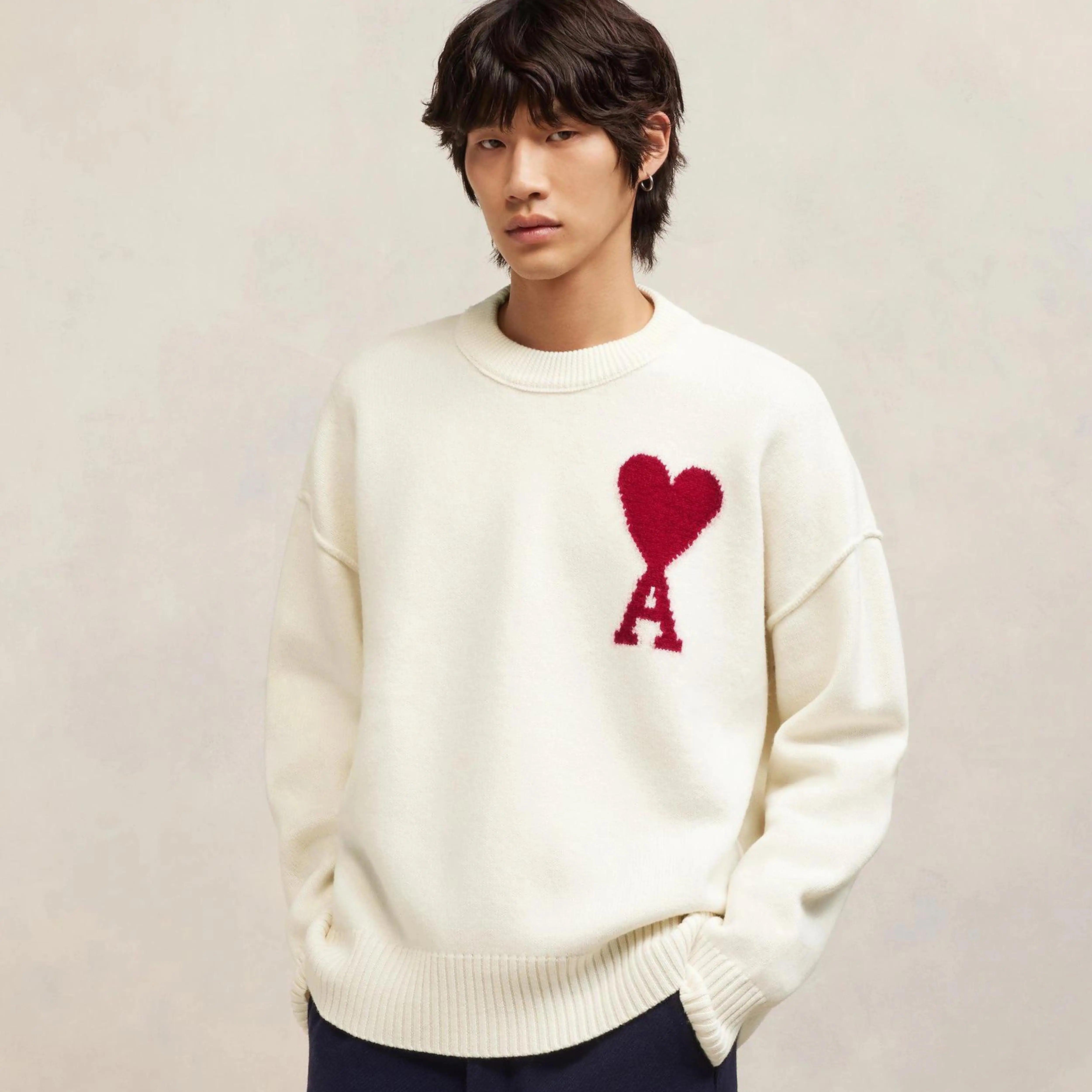 Pull Ami de Coeur en laine coloris blanc crème - REIMÉ