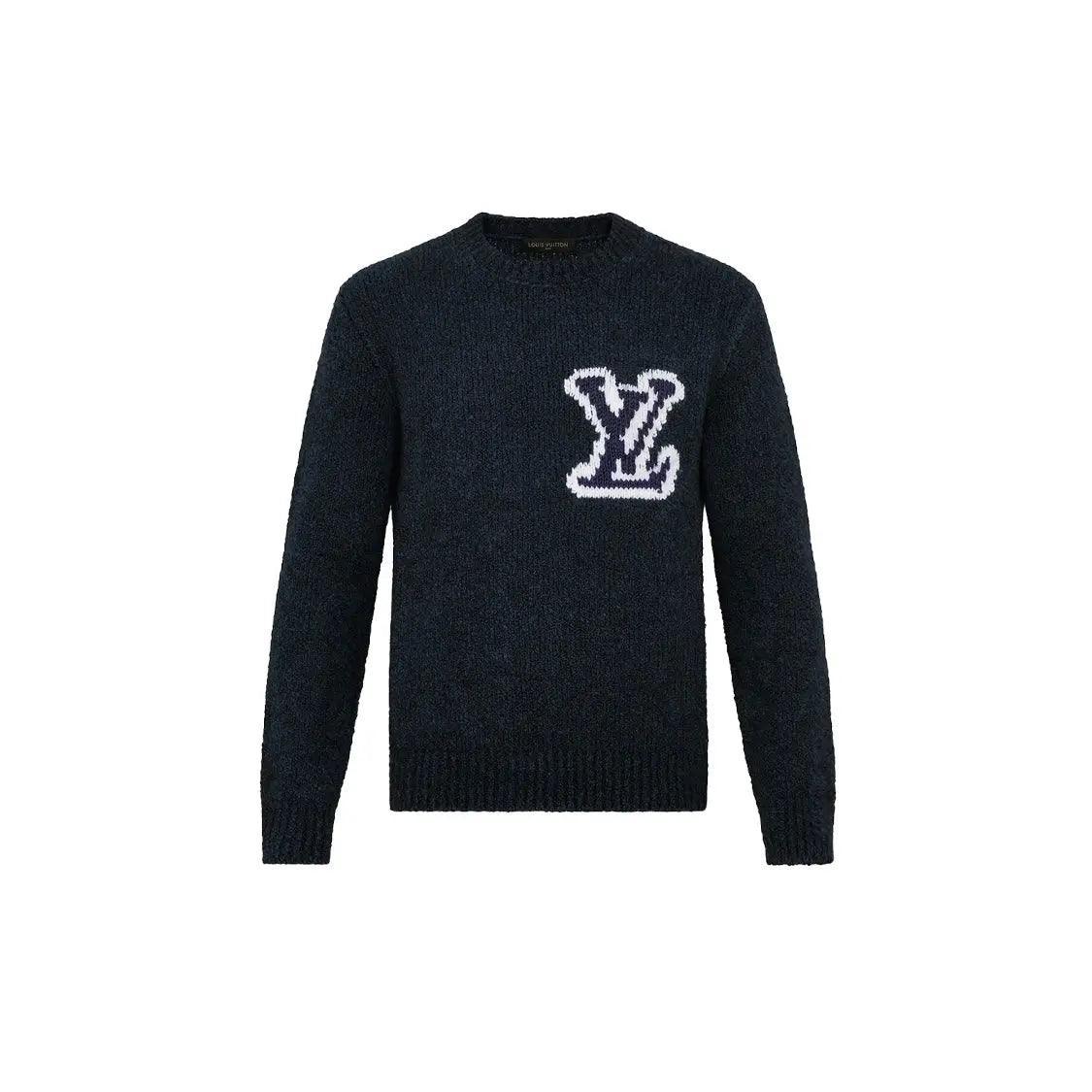 Pull Intarsia Crewneck bleu marine LV - REIMÉ