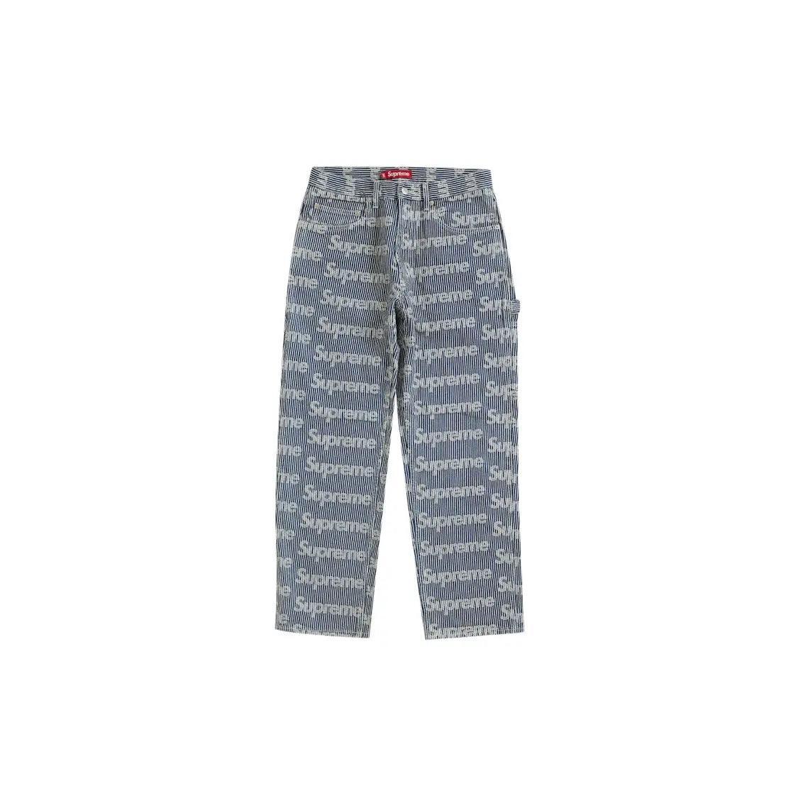 Pantalon en Denim Painter Pant à motifs stripe coloris bleu - REIMÉ