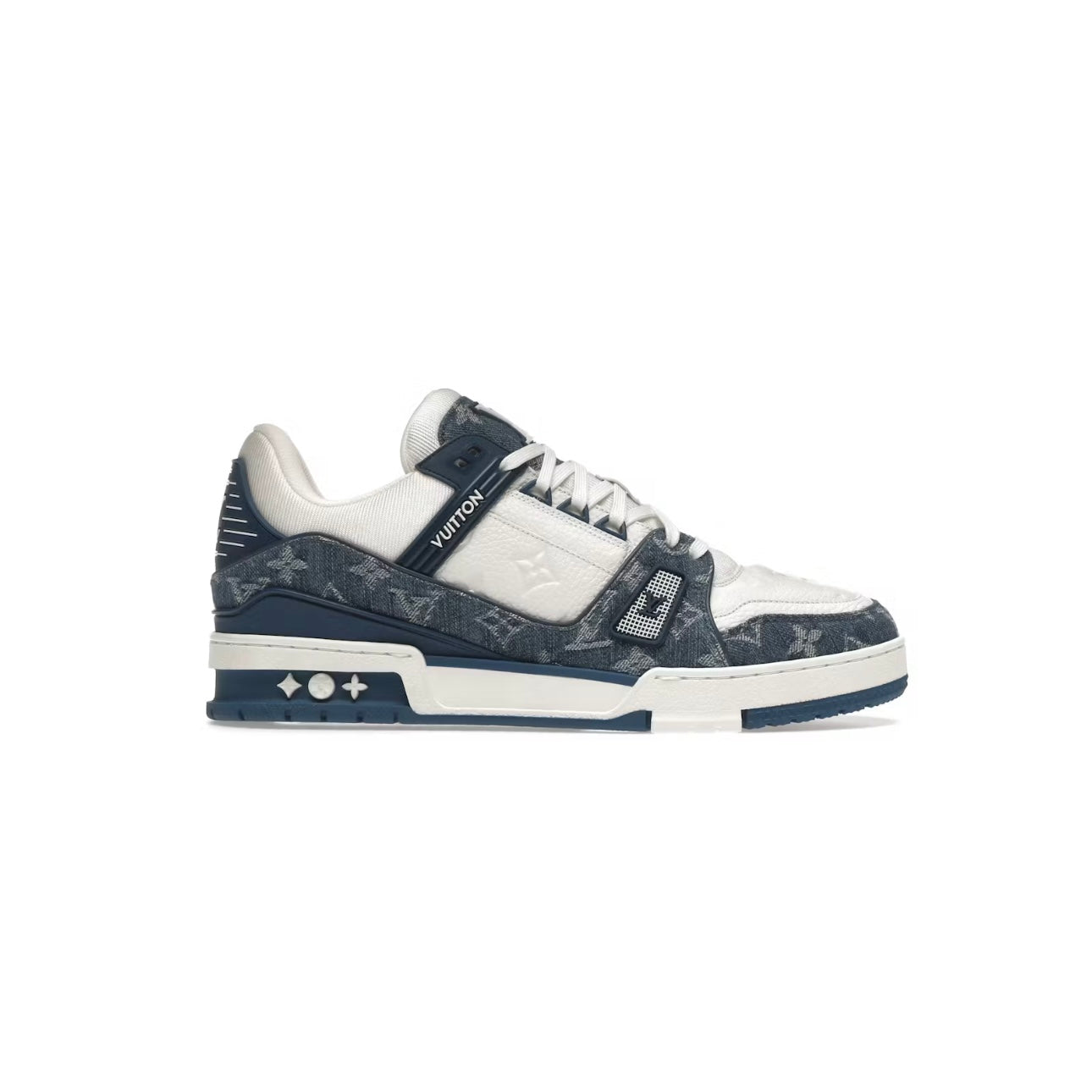 Sneakers Trainer en Denim Monogramme Bleu et Blanc