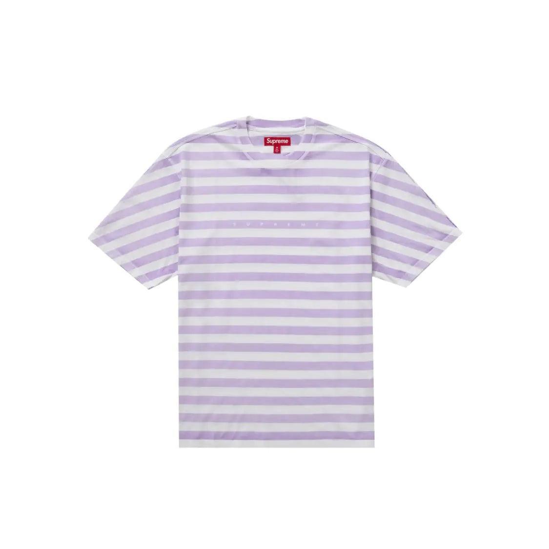 T-shirt Overprint motifs à rayures S/S coloris violet et bleu - REIMÉ