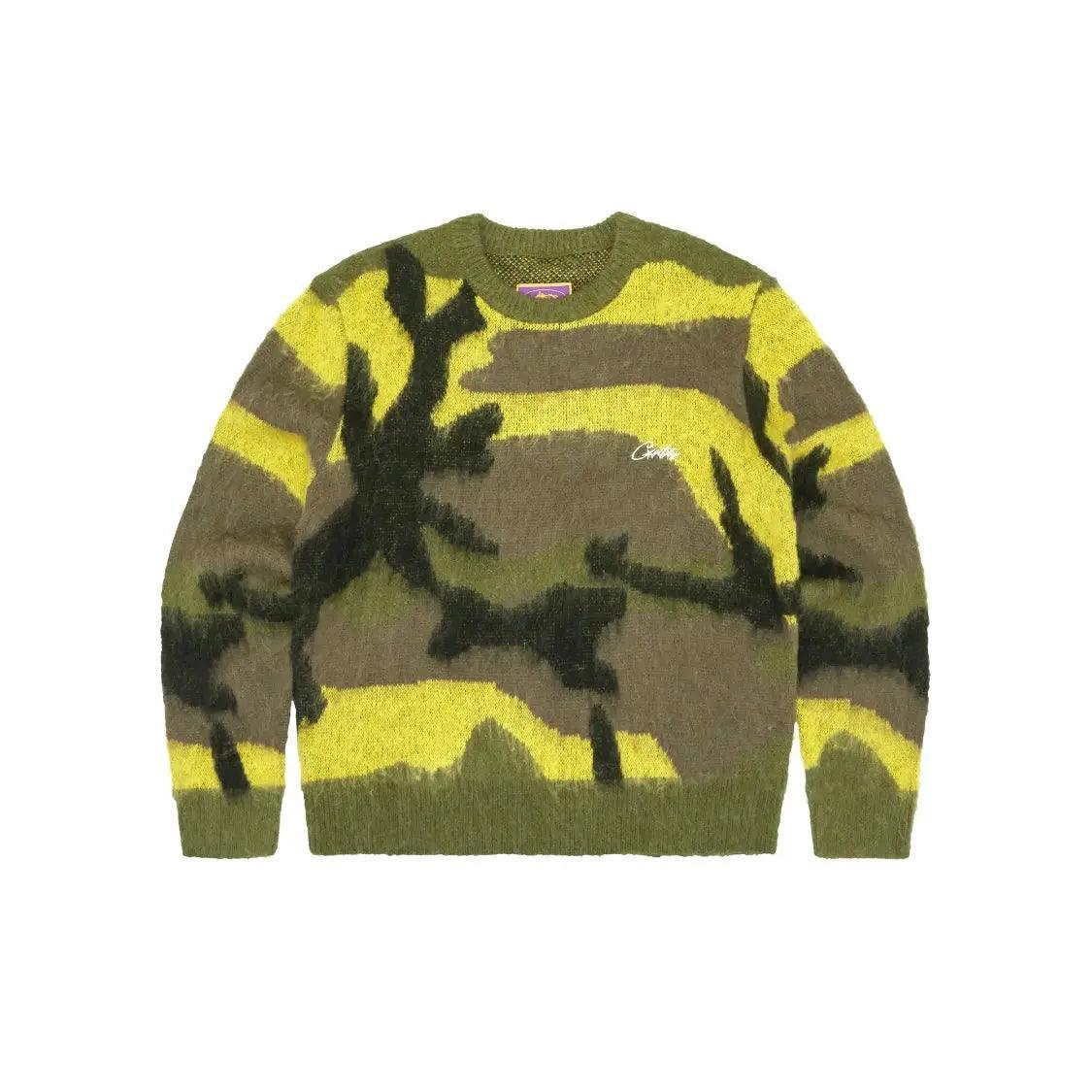 Pull tricoté mohair camouflage jaune (S/M/L) - REIMÉ