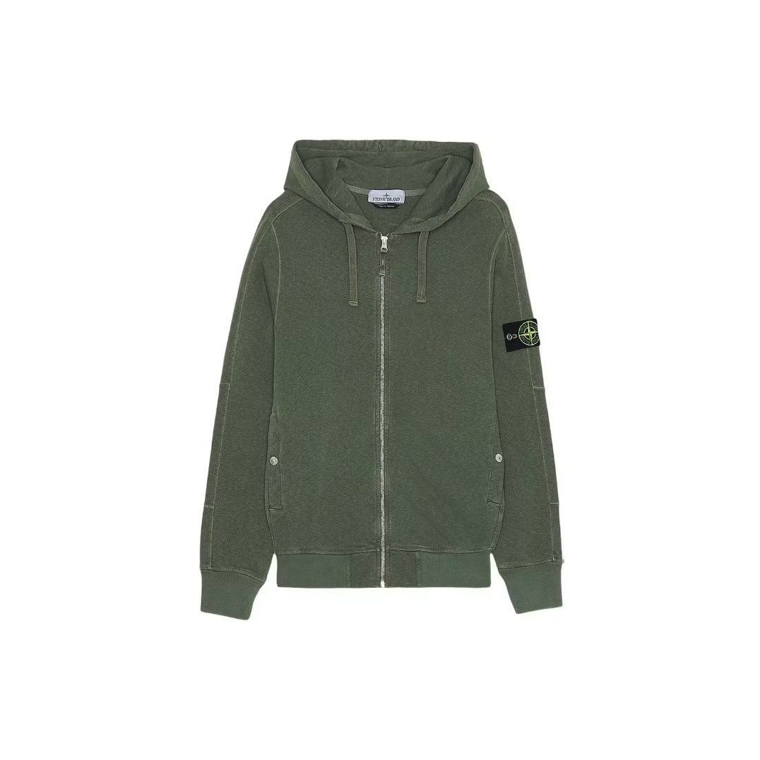 Sweat à Capuche Zippé coloris Musk Vert
