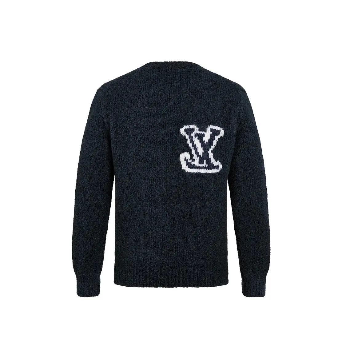 Pull Intarsia Crewneck bleu marine LV - REIMÉ