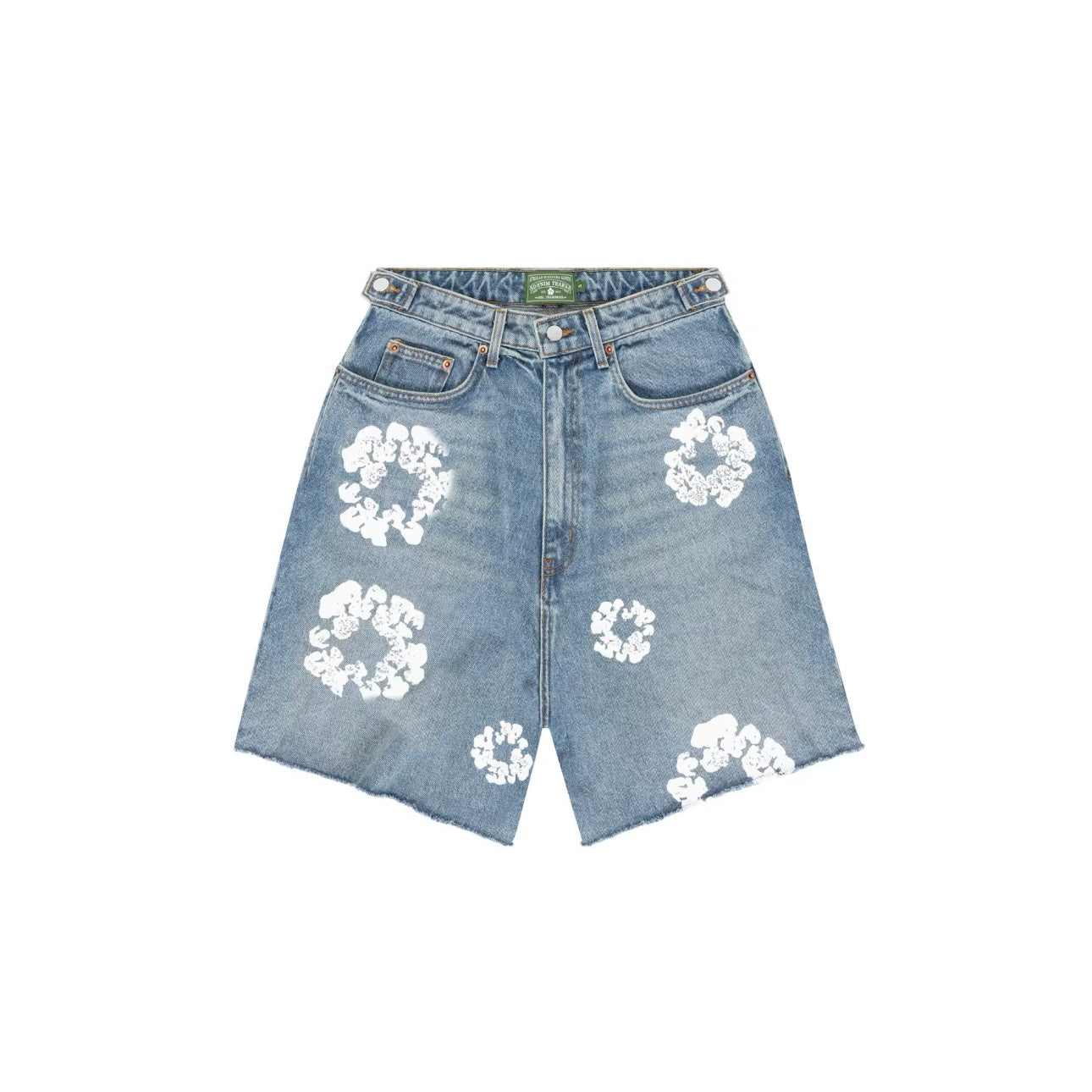 Short en Denim Cotton Wreath Effet Jean délavé