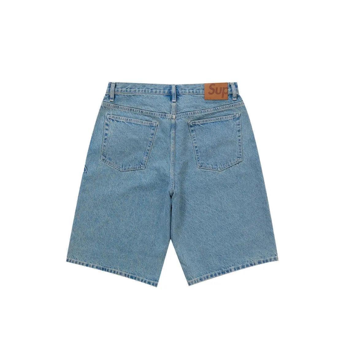 Short en Jean Script Baggy Denim coloris Indigo bleu délavé - REIMÉ