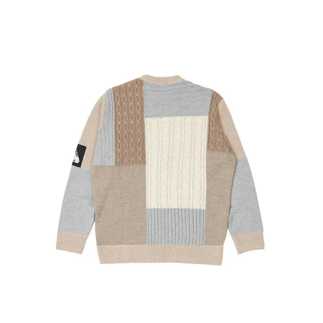 Pull Palace Cable Patchwork Knit Beige - REIMÉ