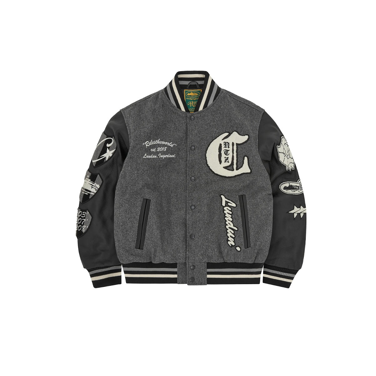 Veste Varsity Jacket CRTZ Us vs Dem coloris Gris
