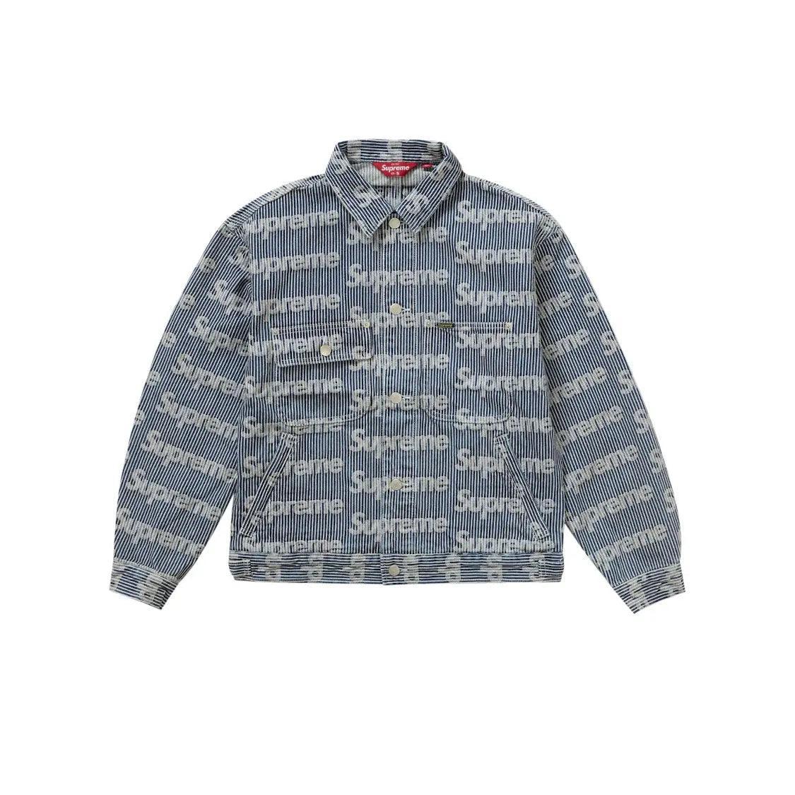 Veste en Denim Jean Chore Trucker Jacket à rayures logo - REIMÉ