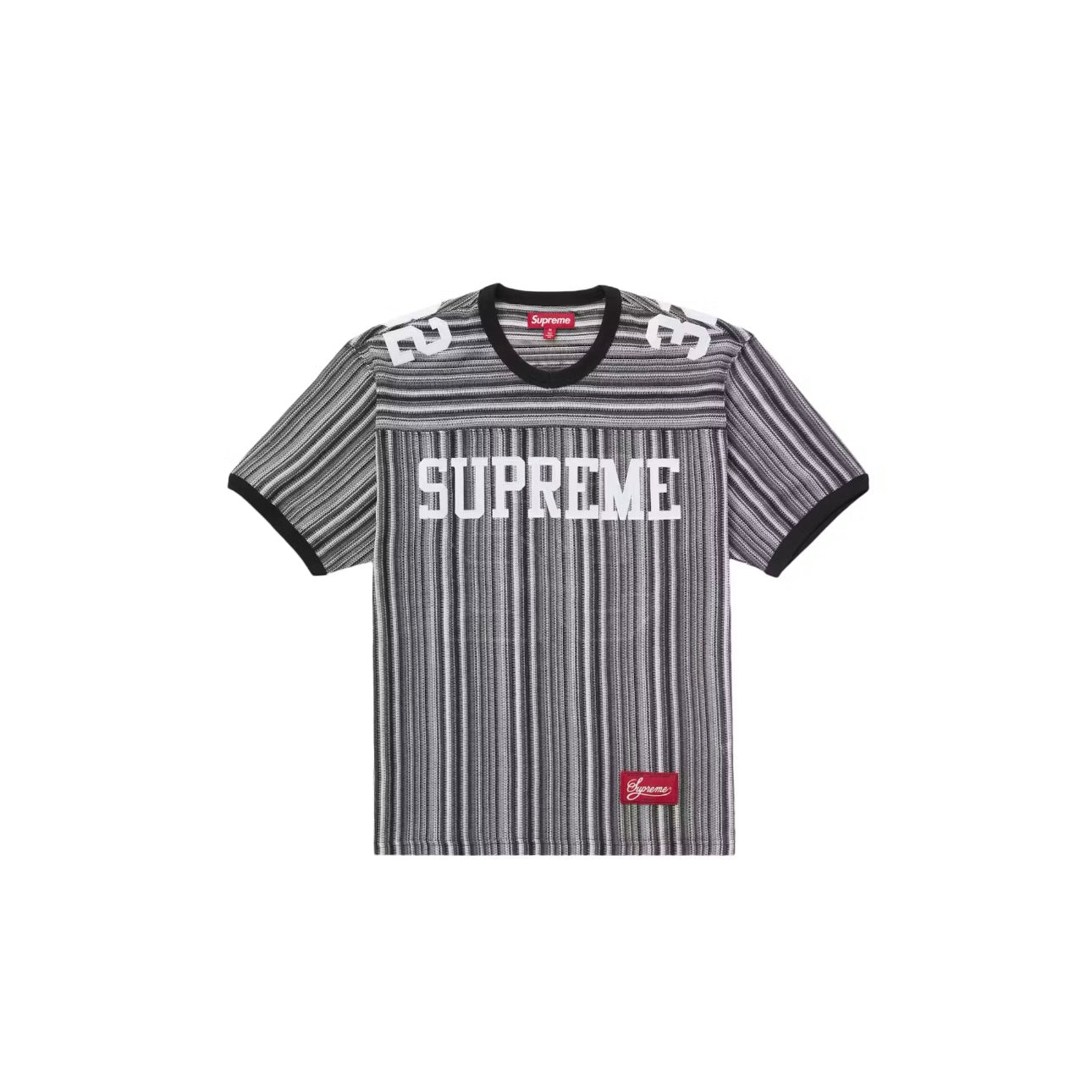 Maillot de Football Knit Open à rayures coloris Noir et Blanc