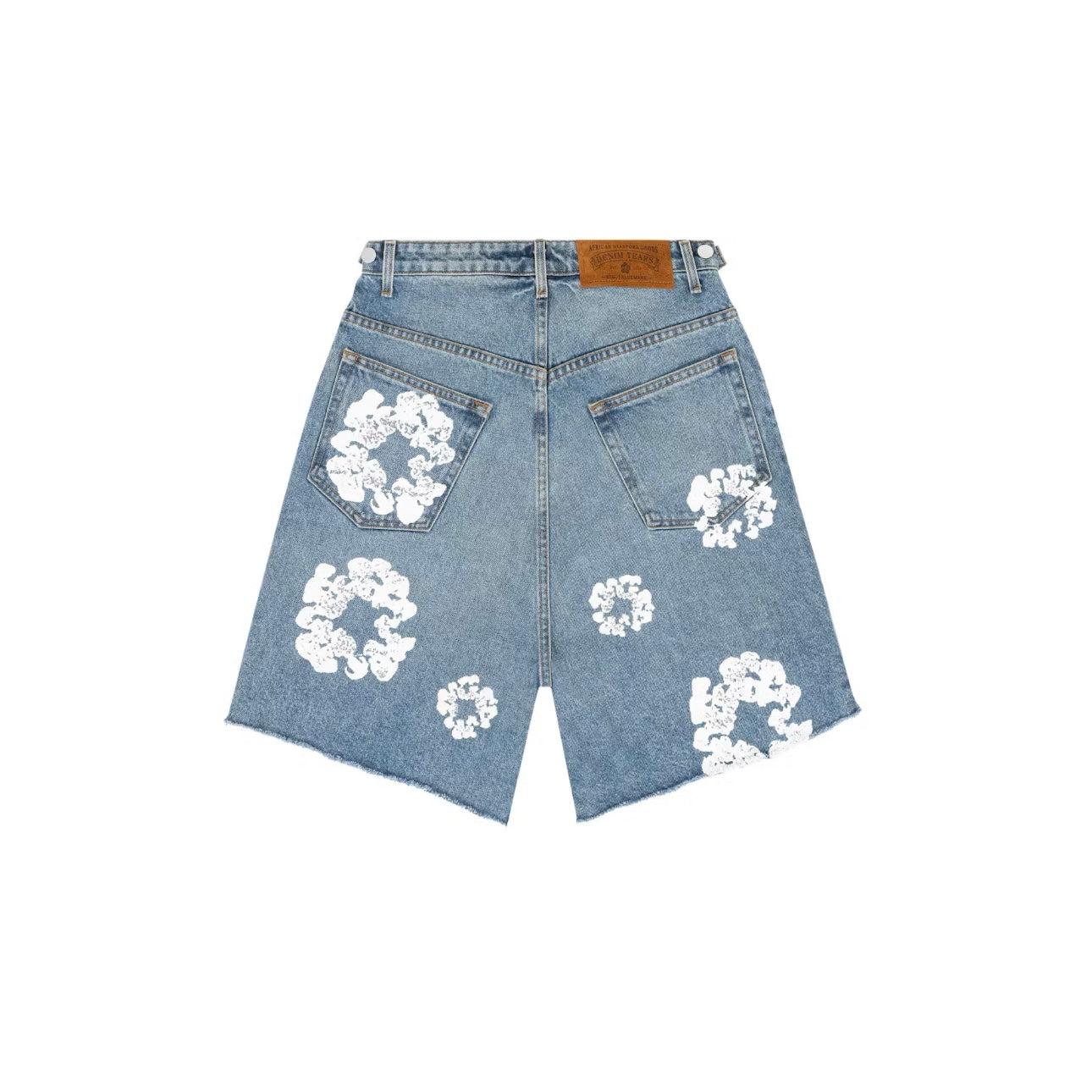 Short en Denim Cotton Wreath Effet Jean délavé
