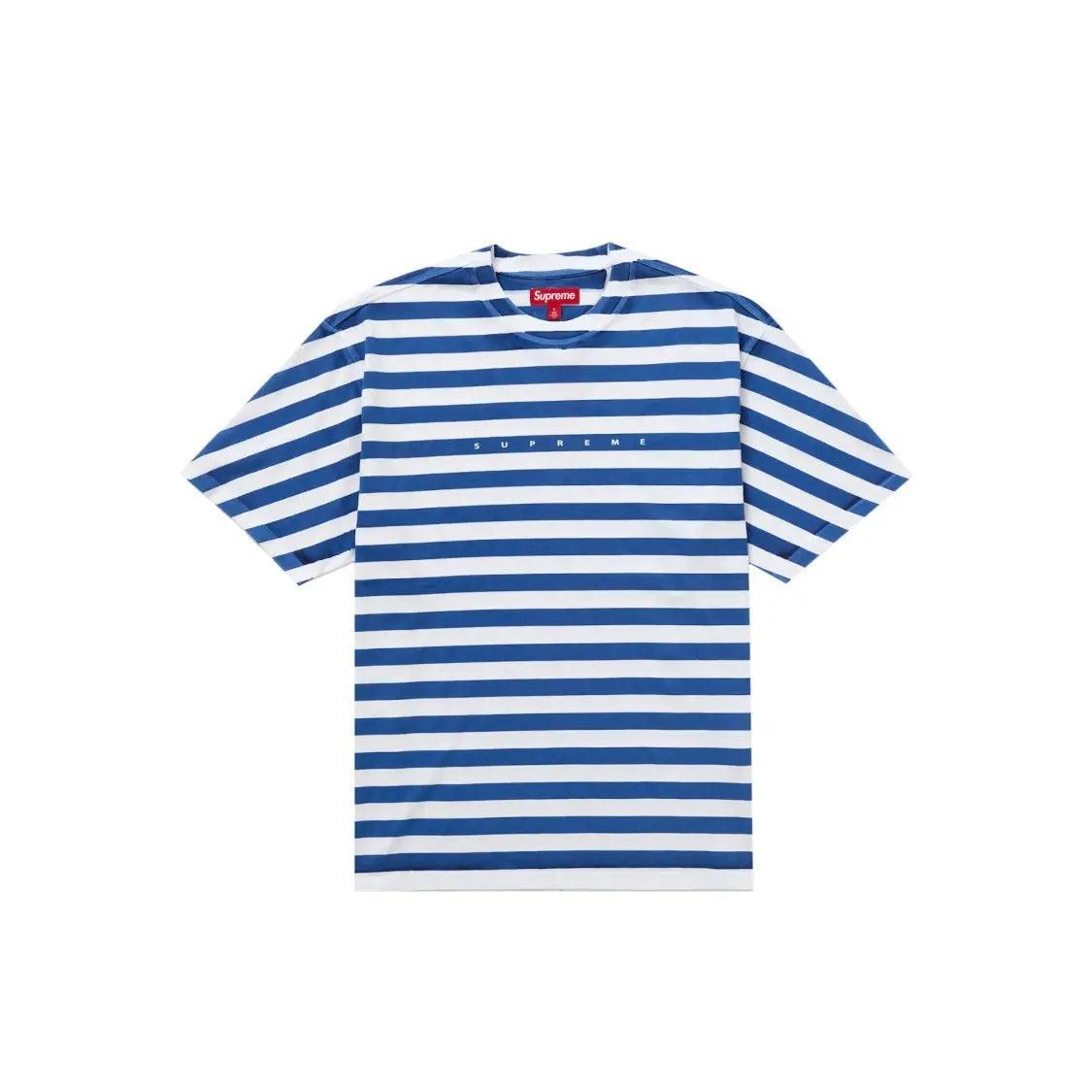T-shirt Overprint motifs à rayures S/S coloris violet et bleu - REIMÉ