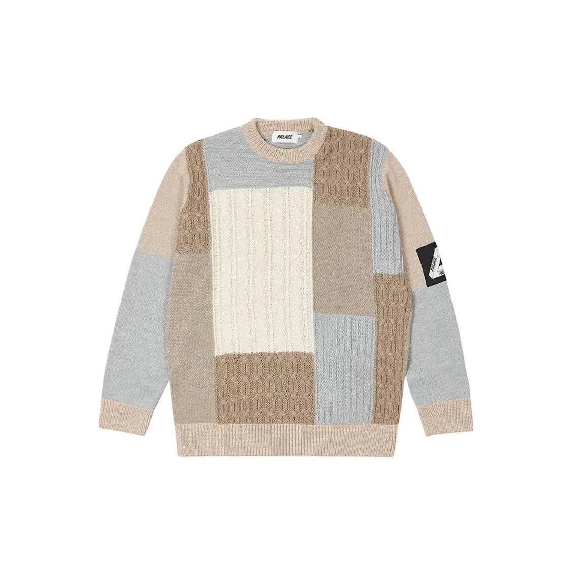 Pull Palace Cable Patchwork Knit Beige - REIMÉ