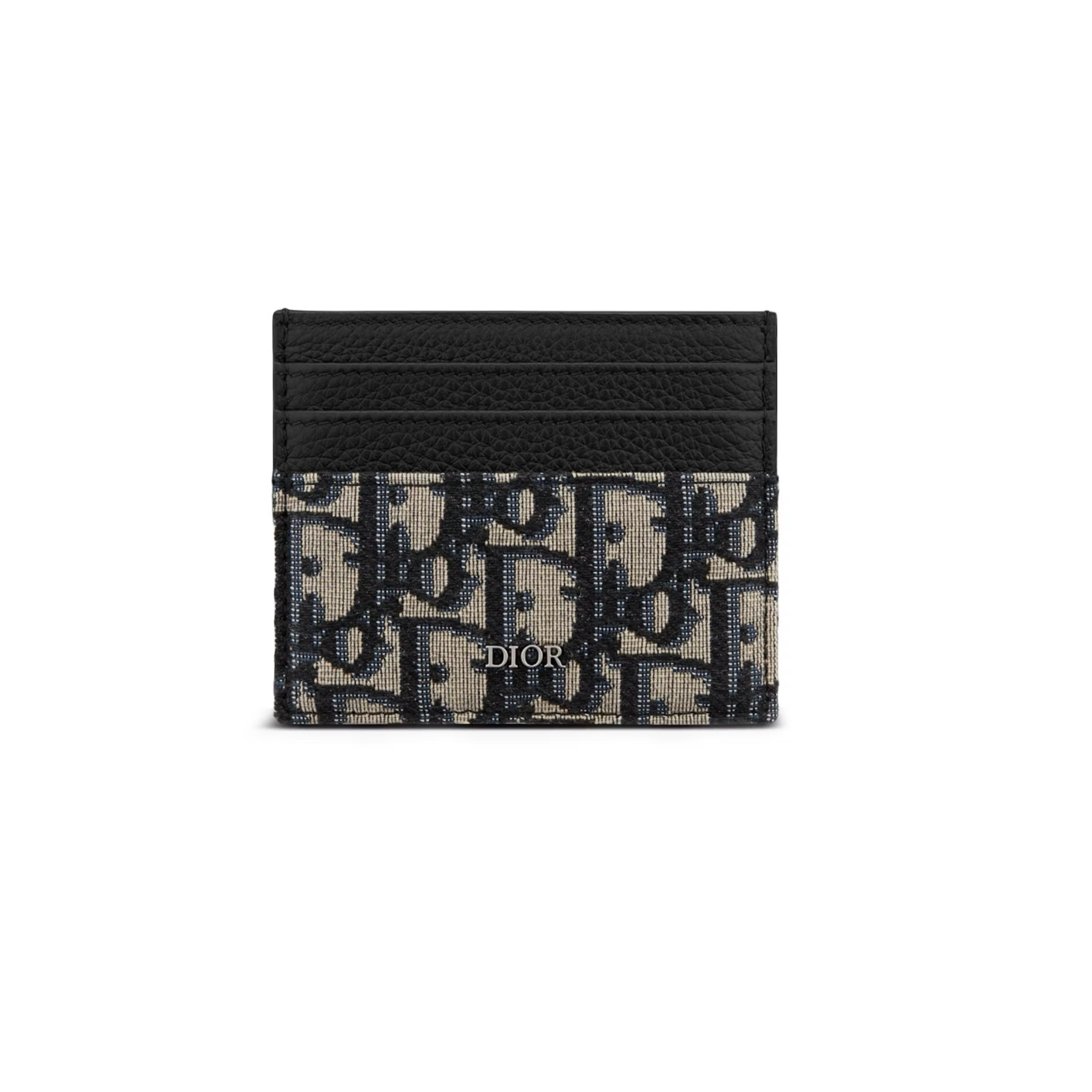 Porte-Cartes Oblique Jacquard à Monogramme Beige & Noir